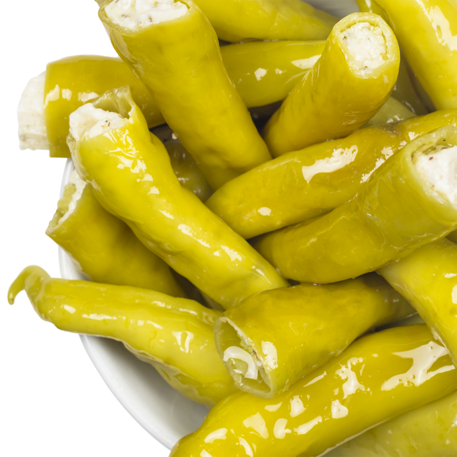 Viool Achterhouden joggen Groene pepers gevuld met Feta kaas 1,9kg - Mercato Italiano
